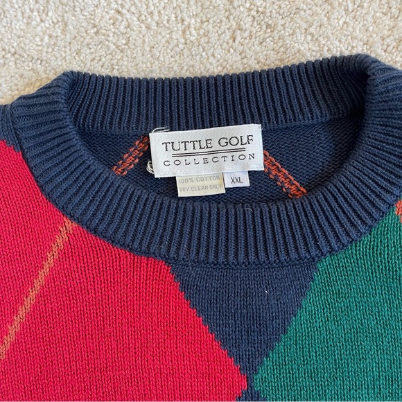 Vintage Tuttle Golf Collection Men’s Argyle Sweater Big and Tall XXL - Picture 5 of 8